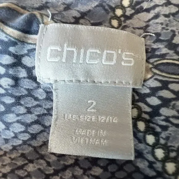 Chico's 2 chicos large Sandwashed Satin Mixed Print Button Up Long Sleeve silky - Picture 8 of 11